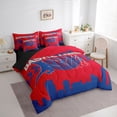 thumbnail image 3 of Manfei Modern Basketball Athlete Twin Bedding Sets 7-Piece for Child, Ball Sports Lover Bedding Comforter Set, Red Blue Stripes Lines Reversible Sheet Sets, Breathable Home Decor, 3 of 7