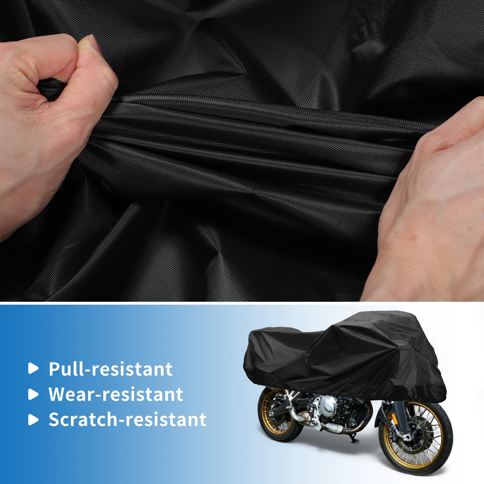 Motorcycle Cover Outdoor Waterproof Motorbike Cover Half Cover 420D-PU Black Protection Sun Rain Cover Fits 96.46"x41.34"x25.59"
