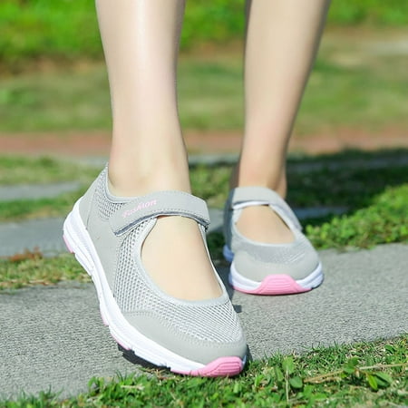 

fvwitlyh Wide Width Mary Jane Shoes Women s Casual Walking Runing Sneakers Flat Shoes Outdoor Walking Women s Velcro Casual Single Shoes