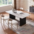 thumbnail image 5 of Morden Fort Modern White Dining Chairs Set of 4, Boucle Armless Chairs with Wood Grain Metal Legs, for Kitchen, Living Room, Apartment, 5 of 7