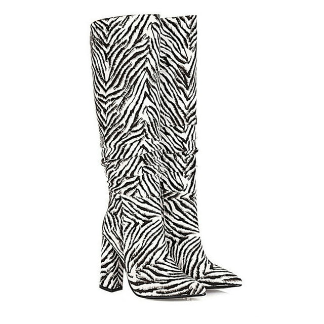 Cameland Oversized Women's Fall Winter Plush Inner Lining Thick Heels Super High Heels Pointed Toe Long Pile Boots