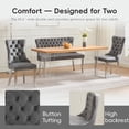 thumbnail image 6 of EHANCIS Luxury Velvet Wingback 2-Seat Dining Bench, Diamond Button Tufted Upholstery, Silver Stainless Steel Legs, Modern Decorative Seating for Dining Room, Kitchen and Entryway,Gray, 6 of 7