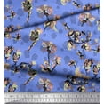 thumbnail image 3 of Soimoi Blue Rayon Fabric Dragonfly,Floral & Texture Decor Fabric Printed BTY 56 Inch Wide, 3 of 3