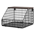 thumbnail image 2 of 1*Hanging Basket Fruit Basket Stackable Wall Mounted Fruit Baskets Potato Basket Onion Storage for Kitchen Hanging Wire Basket with Wood Lid, 2 of 8