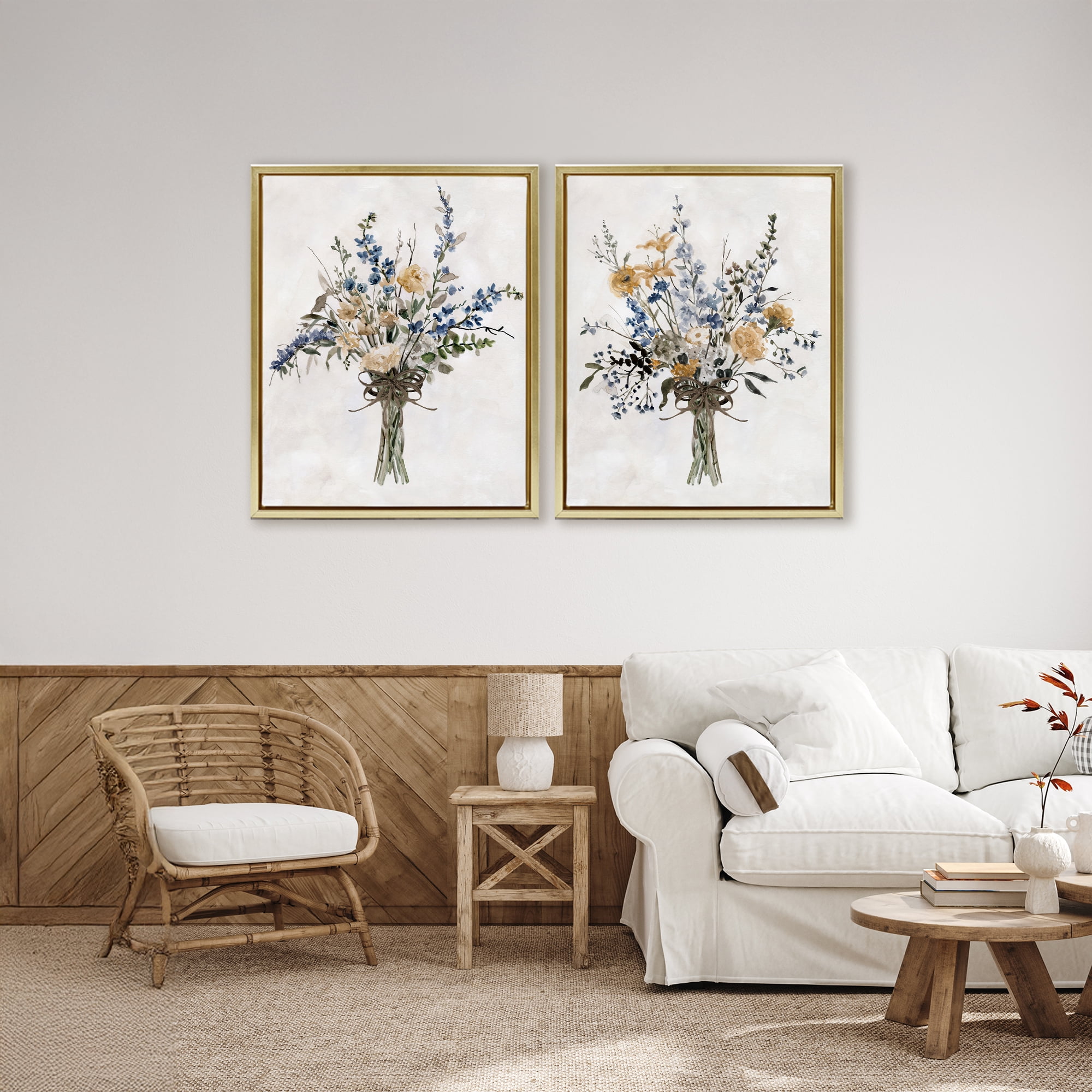 Stupell Industries Bushels of Herbs 2 Piece Gold Framed Floater Canvas Set, design by Carol Robinson