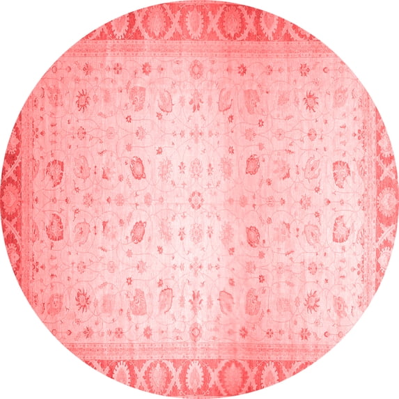 Ahgly Company Machine Washable Indoor Round Abstract Red Modern Area Rugs, 6' Round