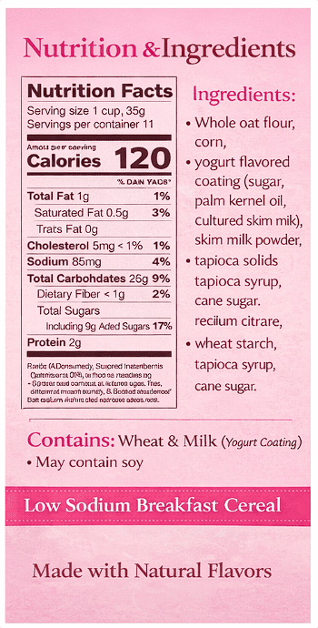 Trader Joe's Strawberry Yogurt Low Sodium O's Cereal 12oz 340g (2 Boxes)