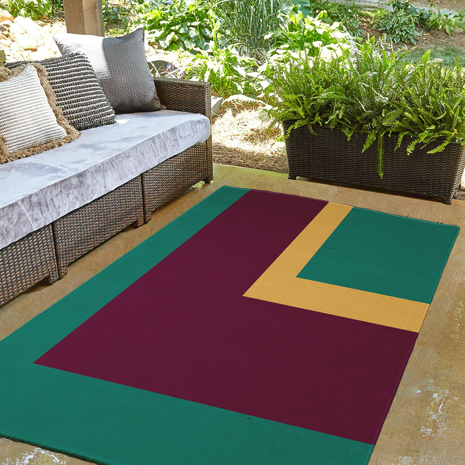 3' x 5' Simply Daisy Bold Blocks Modern & Contemporary Chenille Area Rug, Kelly Green