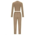 thumbnail image 5 of Women's Sport Suit Set Long Sleeve Round Collar Top and High Waist Pants, 5 of 6