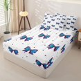 thumbnail image 2 of Manfei Cheetah Print Bow Zipper Twin Comforter Sets with Fitted Sheet and 2 Pillowcases,Blue Girly Bowknot Zipper Bedding Set,Colorful Stars Reversible,4-Piece, 2 of 7