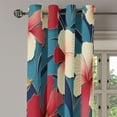 thumbnail image 3 of Ambesonne Floral Grommet Curtain, Hibiscus Tropical Leaves Art, 50"x120", Cadet Blue Cream and Ruby, 3 of 5