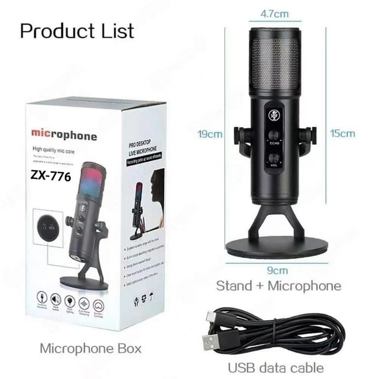 ZX-776 Professional USB Condenser Microphone for PC Computer ZX-776 Professional USB Condenser Microphone for PC Computer