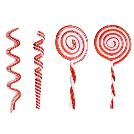 

mveomtd Decorations 4PC Christmas Candy Pendant Lollipop And Red White Pendant Creative Decoration & Hangs Chicken Light Shape Ornament Red white