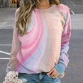 thumbnail image 2 of Colorful Marble Pattern Women's Floral Printed Sweatshirt Long Sleeve Crewneck Casual Loose Vintage Graphic Pullover Tops, 2 of 7