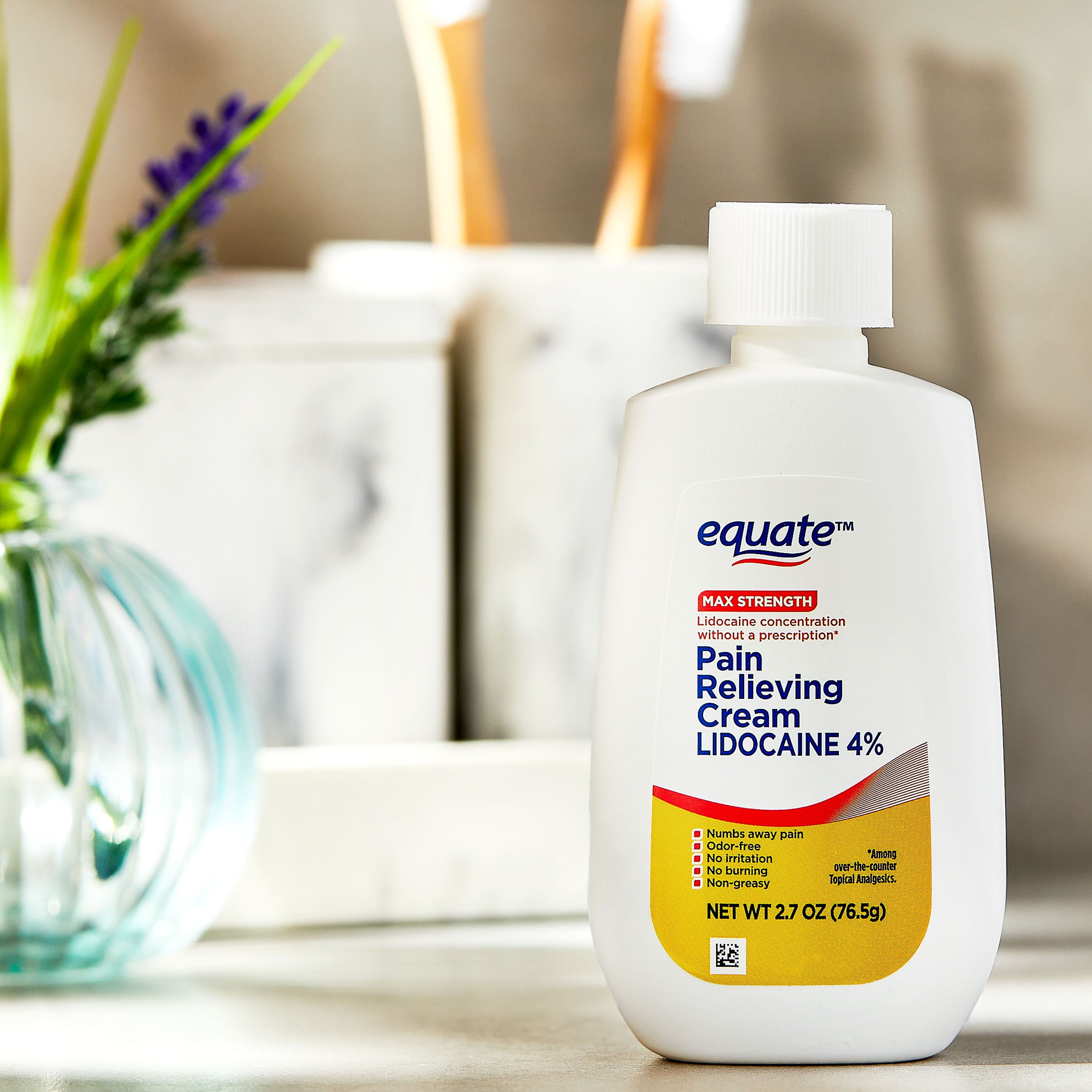 (2 pack) Equate Lidocaine Pain Relieving Cream 4% Lidocaine , 2.7 fl oz, Compare to AspercremeÂ® Odor Free with 4% Lidocaine Active Ingredient