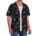 thumbnail image 2 of Gukieu Rainbow Snowflake Print Men's Short-sleeved Shirts, Button-down Pocket Shirts, T-shirts, Beach Vacation Travel Summer Clothing-Small, 2 of 5