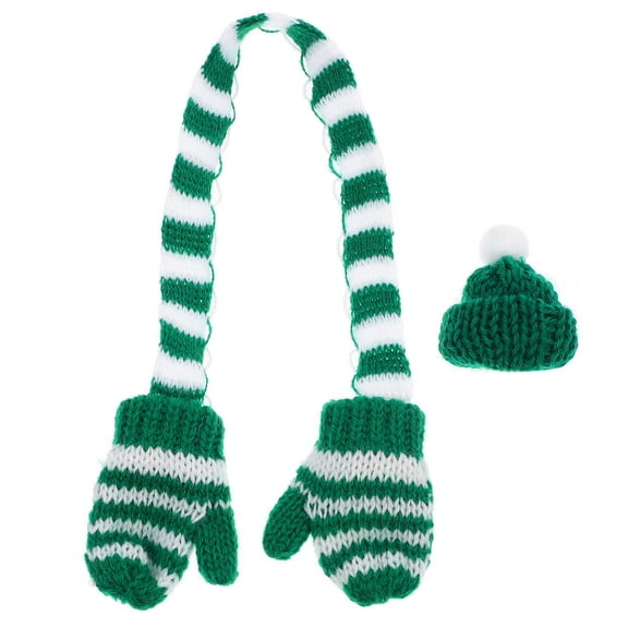 HONMEET 1Set Mini Knit Hat and Scarf Red and White 3.9x1.6x1.2in for Christmas Tree Ornaments Dolls and Wine Bottles