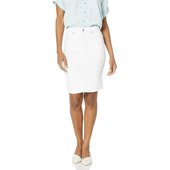YDX Smart Jeans Juniors Denim Skirt for women knee high basic 5 pocket, Cute White, Small