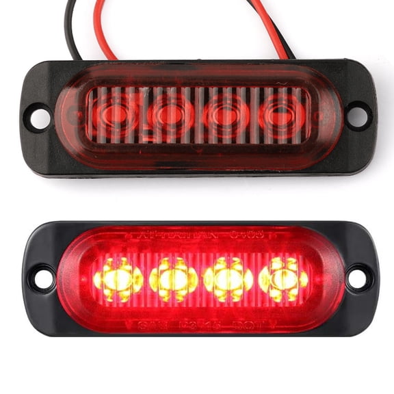 ASKITO 2Pcs 4 LED Side Marker Clearance Lights, LED Side Marker Light for Trailer Truck RV, Vehicles Trucks Emergency Strobe Lights, Red
