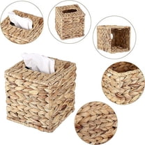 Square Rattan Wicker Tissues Cube Box Cover , Boho Decorative Tissue Box Holder, Woven Facial Tissue Holder on Table and Barthroom,5.7" L x 5.7" W x 5.91" H