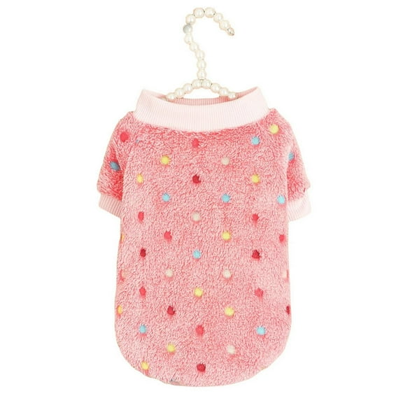 XBASW Pet Dog Sweater Clothe Dog Ultra Soft Fleece Round Neck Warm Thickened Sweaters Pet Dog Colorful Dotted Fall Winter Daily Wear Sweater