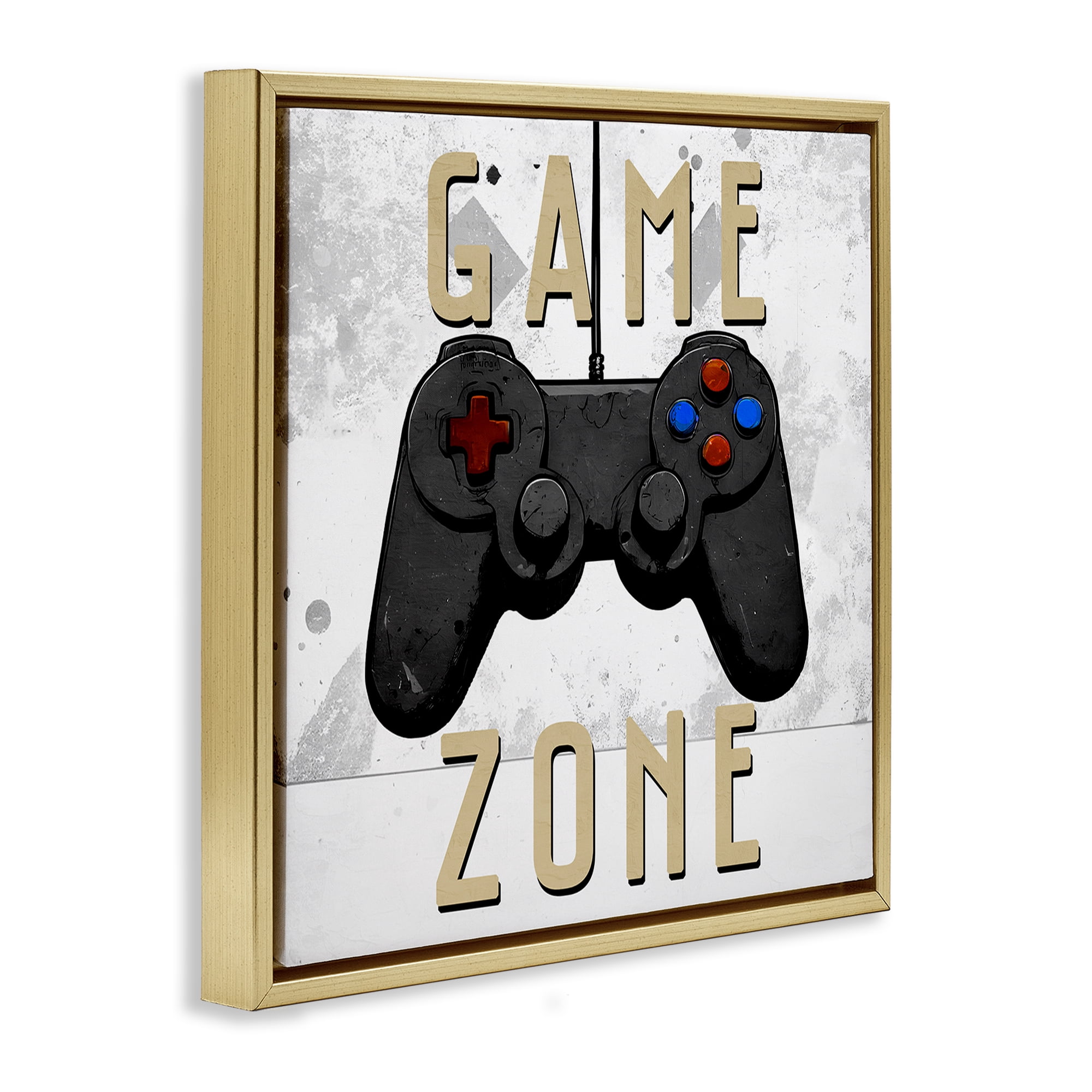 Stupell Industries Game Zone Control Gold Framed Floater Canvas Wall Art, design by Kim Allen