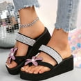 thumbnail image 2 of Mostsola Flip Flops for Women Trendy Platform Sandals Floral Rhinestone Wedges Heels Slip on Shoes, 2 of 8