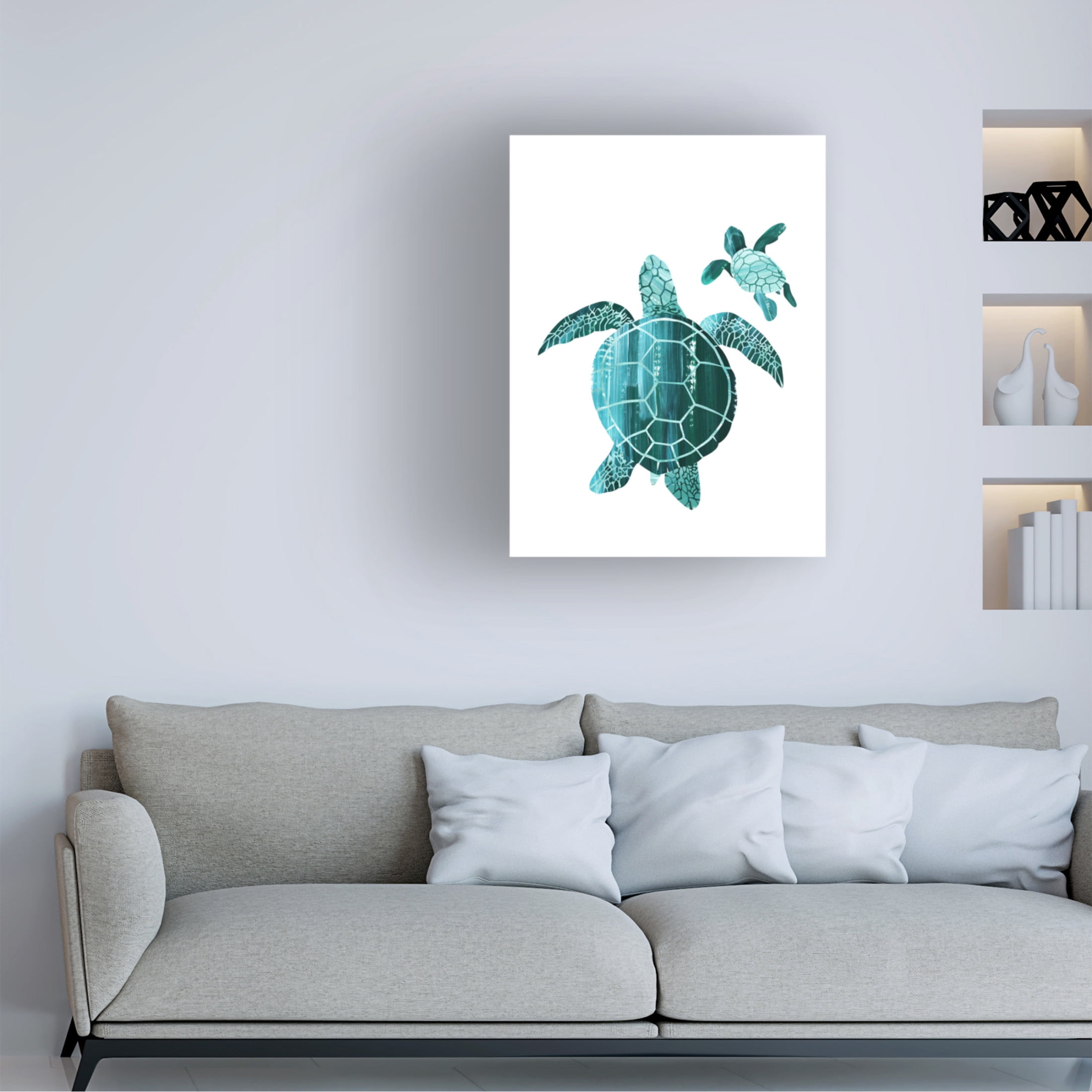 Trademark Fine Art Goed Blauw Shielded Love Canvas Wall Art
