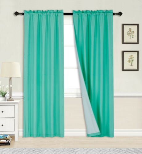 2PC MINT BLACKOUT PANEL LINEN WHITE BACKING ROD POCKET PRIVACY WINDOW CURTAIN TREATMENT 37" WIDE X 63" LENGTH EACH PANEL