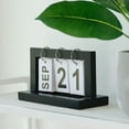 thumbnail image 2 of Calendrier de Bureau Décoration de Bureau en Bois Calendrier Perpétuel avec Anneau de Fer en Métal Résistant à la Rouille, 2 of 8