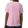 thumbnail image 3 of Njoeus Womens Summer Tops Womens Workout Tops Women Fashion Summer Tops Solid V-Neck T-Shirt Button Short Sleeve Casual Dressy Blouse Women Plus Size Tops S-5Xl $15 & Under Tops On Clearance, 3 of 5