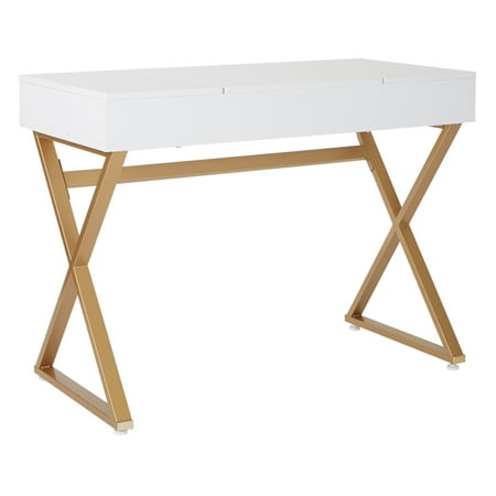 Juliette Vanity With White Top And Gold Legs Juliette Vanity With White Top And Gold Legs