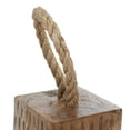 thumbnail image 6 of 5"W, 10"H Brown Teak Wood Handmade Door Stopper Geometric Sculpture with Rope Accent, by DecMode (2 Count), 6 of 11
