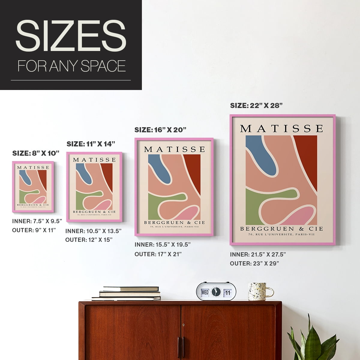Matisse CCCXXXI in Pink Solid Wood 22 x 28 Framed Print