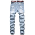 thumbnail image 5 of Zshosam Men's Ripped Distressed Destroyed Slim Fit Straight Leg Denim Jeans(Light Blue,XL/36), 5 of 9