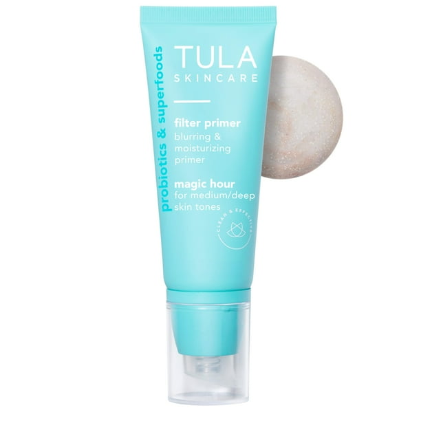 Prebase hidratante y difuminadora facial Tula Skin Care - Supersize Magic Hour, unifica el tono de la piel y las rojeces, hidrata y mejora la duración del maquillaje, 59 ml