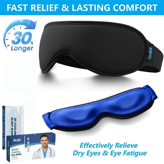 FACEMOON Contoured Cooling Gel Eye Mask, Snug Fit Cold Compress for Puffiness, Dark Circles, Sinus Pressure, Eye Strain, Reusable, Fits All Head Sizes,blue