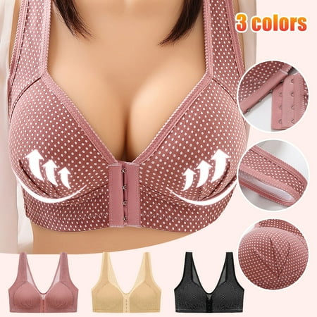 

VBVC Womens Plus Size Bras Lace Sexy Comfortable Front Buckle Breathable Anti-Exhaust Non-Wired Bra