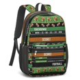 thumbnail image 2 of Football Text Green Pattern 17" School Backpacks for Teens,Waterproof Oxford Fabric,S-Shape Padded Straps for School,Travel,Hiking,Camping, 2 of 6