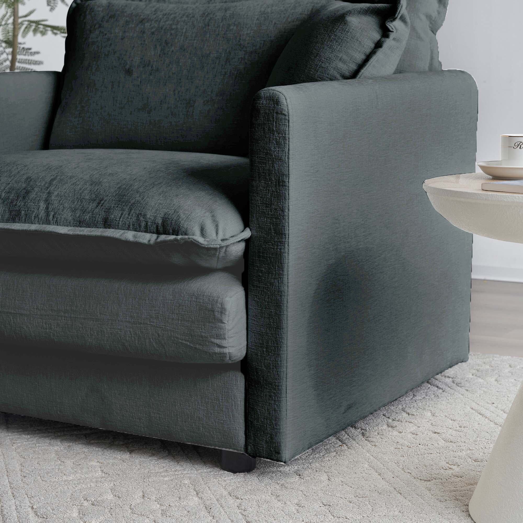 Ottomans With Storage Chenille Fabric Ottomans Footrest to Combine with 2 Seater Sofa, 3 Seater Sofa and 4 Seater Sofa, Grey Chenille,Large Ottomans