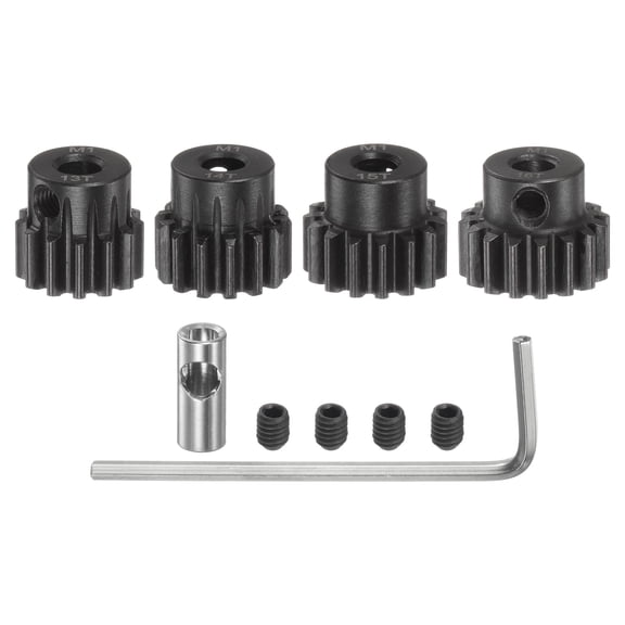 M1 Mod1 Pinion Gear Set 5mm Shaft 13T 14T 15T 16T Motor Gears with 3.17mm Coupler for RC Car (4 Packs)