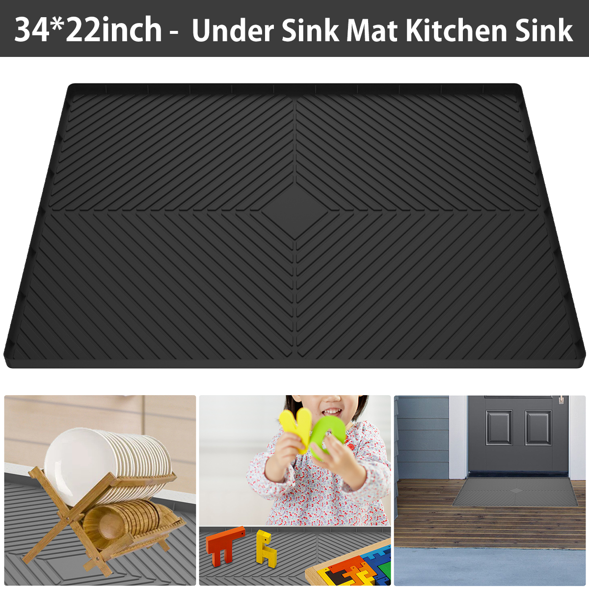 Toorise Under Sink Mat,Under Sink Mats for Kitchen Waterproof,34”x 22