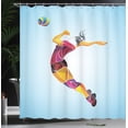 thumbnail image 4 of Ambesonne Volleyball Shower Curtain, Colorful Modern Player, 69"Wx70"L, Pale Blue and Multicolor, 4 of 5