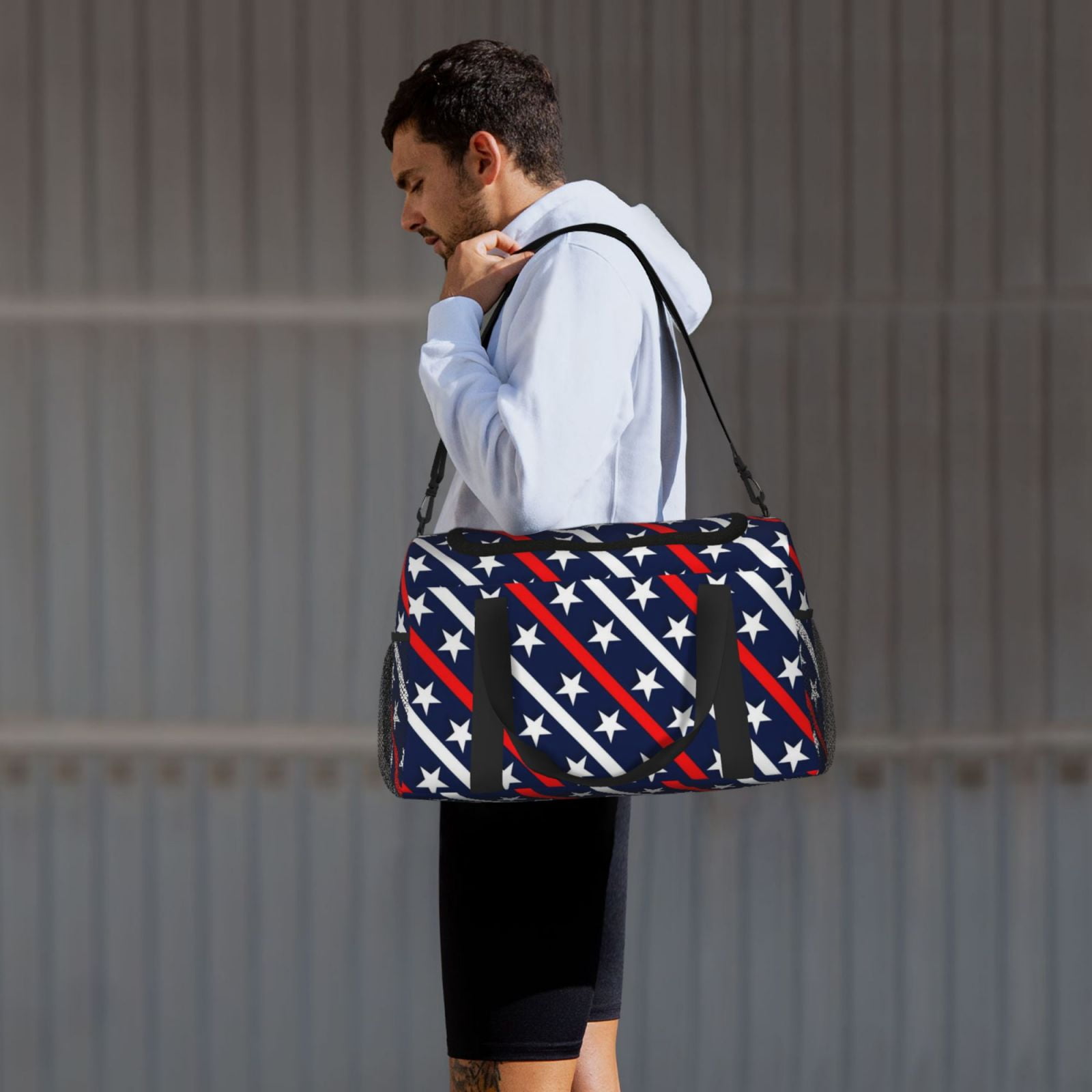 Fuzoiu Patriotic Star Print Travel Duffle Bag,Carry On Tote Bags,Duffel Bag,Sport Gym Bag, Hospital Bag for Labor and Delivery, Overnight Bag,Luggage Bag