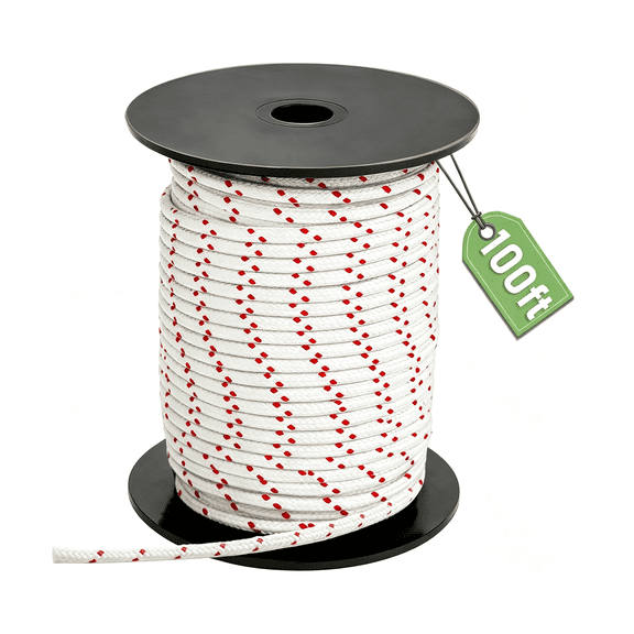 MISSMILE Pull Cord Rope 100Ft X 1/8"(3Mm),Recoil Starter Rope Pull String for Small Engine,Pull Rope for Lawn Mower Generator Chainsaw Trimmer Edger Brush Cutter,Lawn Mower Pull Cord