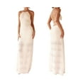 thumbnail image 3 of Women'S Backless Pleated Maxi Dress Halter Neck Spaghetti Strap Beach Maxi Dress Holiday Casual Sundress White XL, 3 of 9