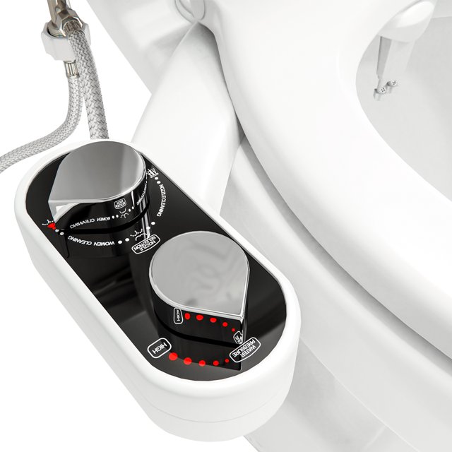 Clear Rear Bidet Attachment for Toilet - Toilet Bidet with 2 Retractable Nozzles for Front & Back Cleansing - Non Electric, Fresh Water Bidet Toilet Seat Attachment - Easy Install Bidet Sprayer