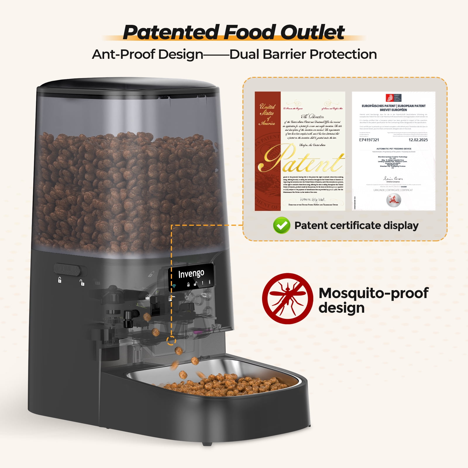Automatic Cat Feeder, 5L Smart Dry Food Dispenser with 5G/2.4G WiFi App Control, Programmable Portions, Dual Stainless Steel Bowls, Ideal for Multi-Pet Households, Black