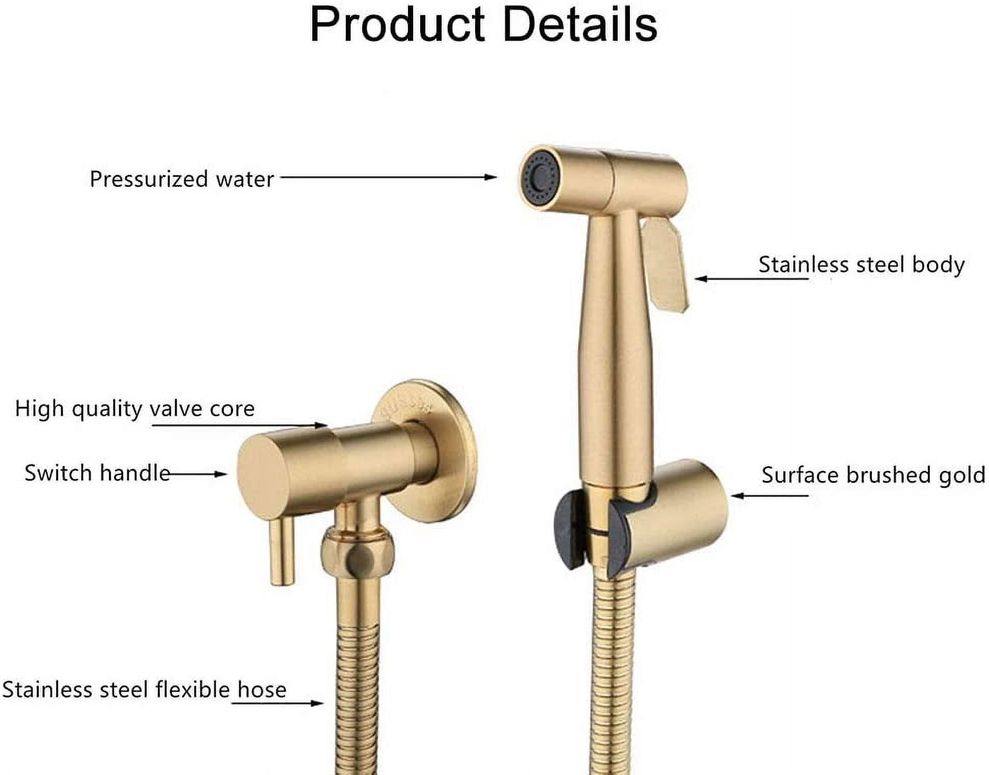 Stainless Steel Toilet Bidet Sprayer, Bidet Sprayer Kit, Faucet Sprayer Shattaf Toilet Sprayer (Gold)