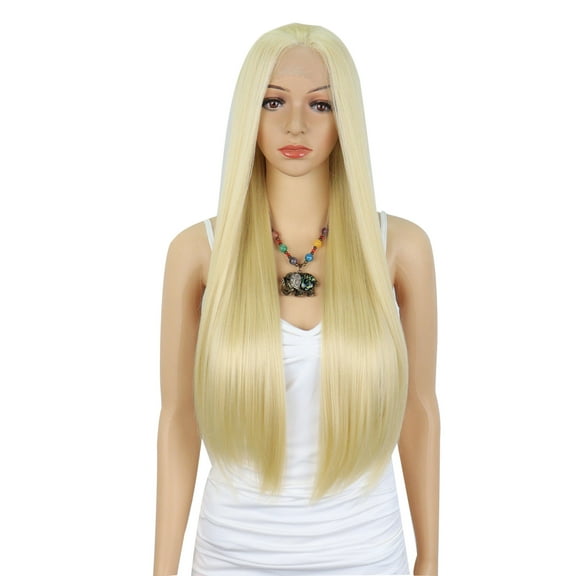 Unique Bargains Lace Front Wigs Heat Resistant Straight Hair for Girl
